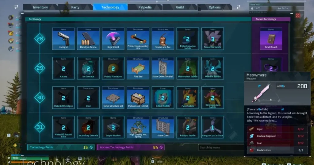 Palworld: How to Unlock and Craft the Meowmere Weapon