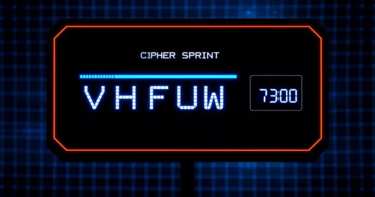 Cipher Sprint game interface with cipher text and timer