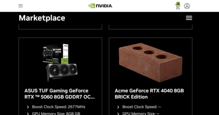 NVIDIA Lists 'RTX 4040 BRICK Edition' on Official Site – Joke or Glitch?