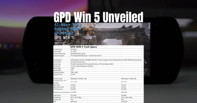 GPD Win 5 Unveiled - World's First Strix Halo Handheld with 16-Core AMD Power