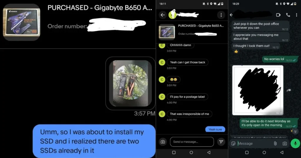 eBay Buyer Discovers Free SSDs in Used Motherboard – Returns Them to Seller