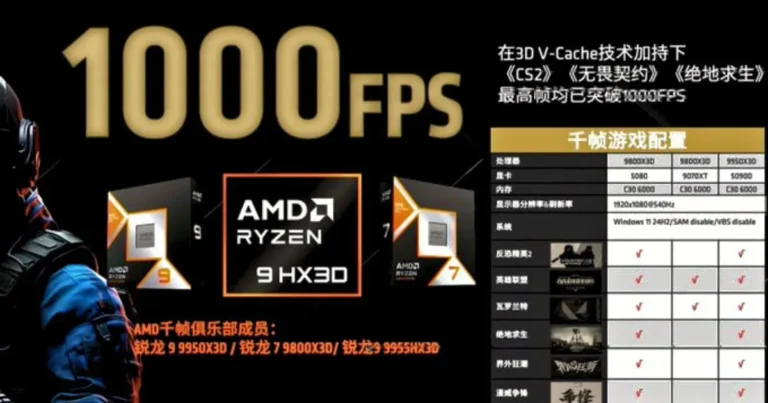AMD Claims Ryzen 9000X3D CPUs Can Hit 1000 FPS in Esports Games