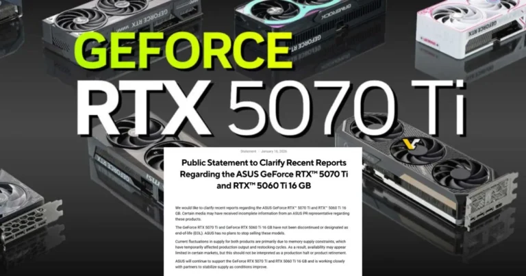 ASUS Retracts Statement, Now Says RTX 5070 Ti Is Not Discontinued After All