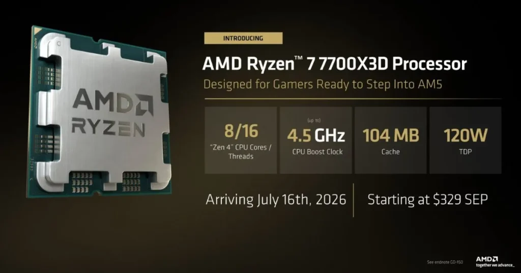 AMD Ryzen 7 7700X3D Launches July 16 for $329: 8 Zen 4 Cores, 96MB L3 Cache