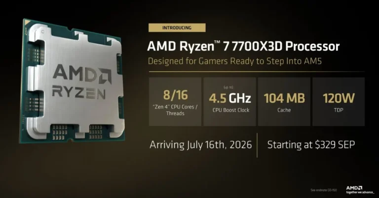 AMD Ryzen 7 7700X3D Launches July 16 for $329: 8 Zen 4 Cores, 96MB L3 Cache